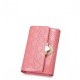 Krótki damski skórzany portfel Różowy