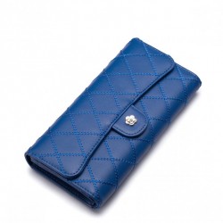 NUCELLE haftowany portfel skórzany Niebieski