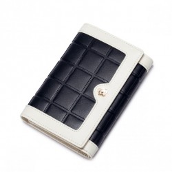 NUCELLE Krótki skórzany portfel z czekoladowym wzorem  Czarno-biały