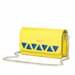 NUCELLE Designerska skórzana torebka na łańcuszku Żółta