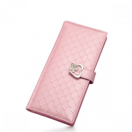 Długi portfel w łuskę Różowy