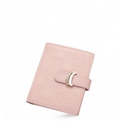 Krótki portfel w tłoczone serduszka Blady róż