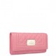 Elegancki pikowany portfel długi Różowy