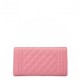 Elegancki pikowany portfel długi Różowy